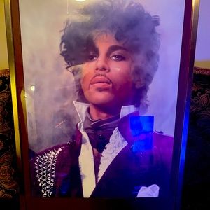 Prince poster mounted and matted in gold frame size 24X36